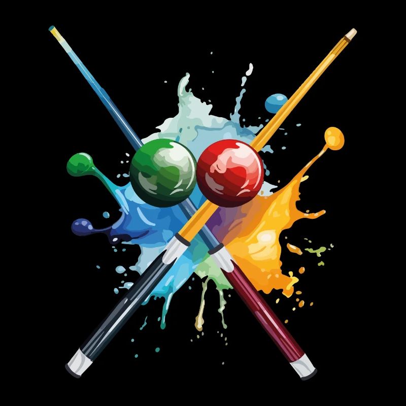 Billiard Pool Snooker Cue Balls Splash Coloré