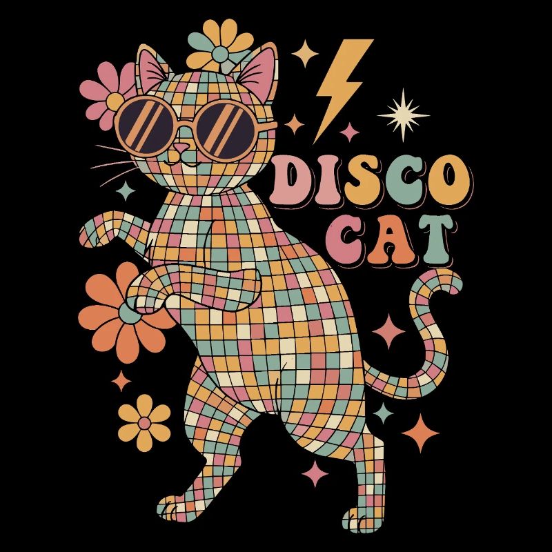 Techno Disco Cat Ball Party Drôle