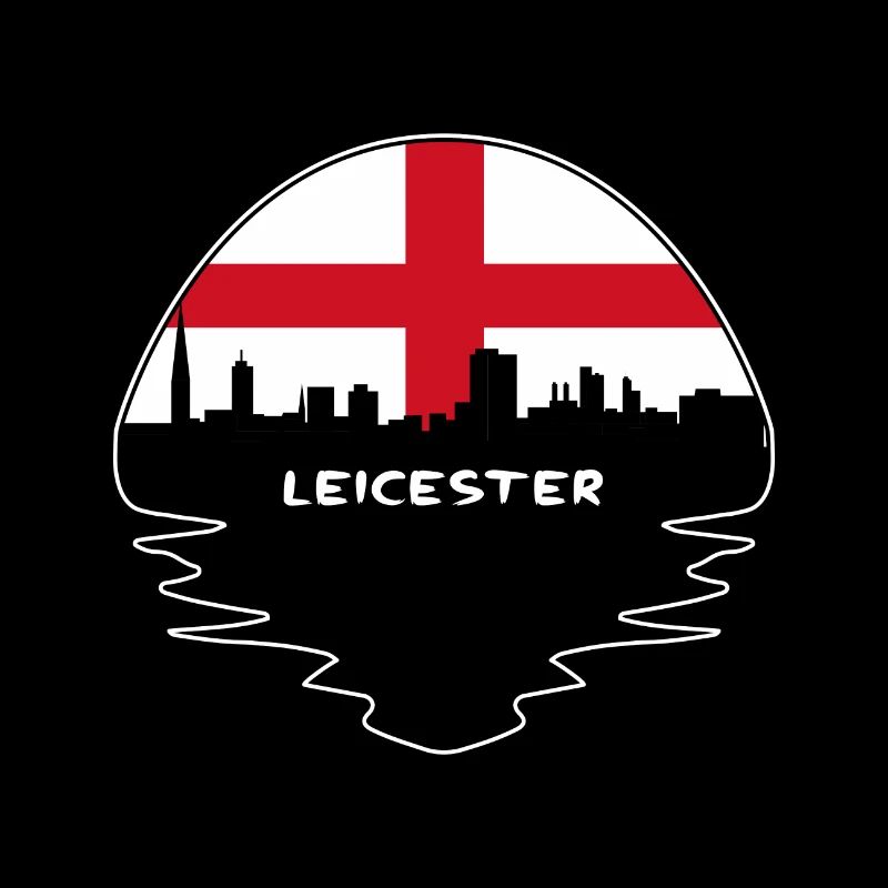 Leicester Angleterre Drapeau Skyline Voyage Silhouette