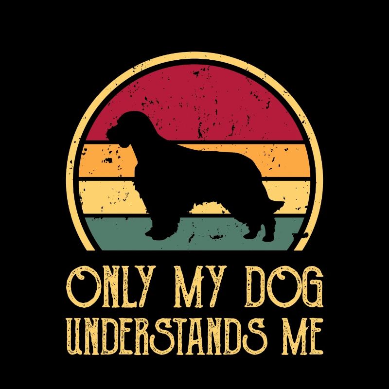 Welsh Springer Spaniel Dog Silhouette Retro Sunset