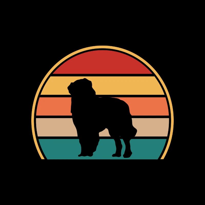 Carpathian Shepherd Dog Silhouette Retro Sunset