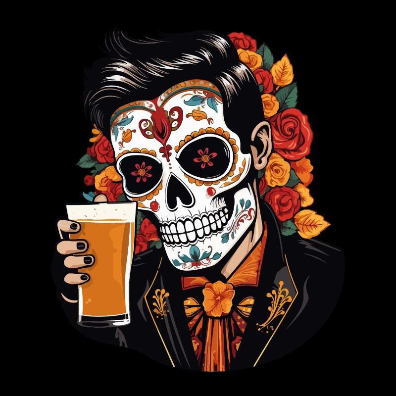 Dia De los Muertos Beer Skull