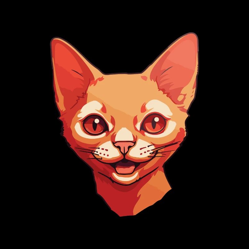 Red Devon Rex Cat Cartoon Watercolor Illustration