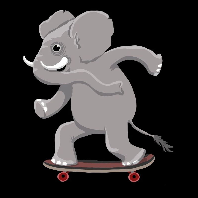 Eléphant sur skateboard