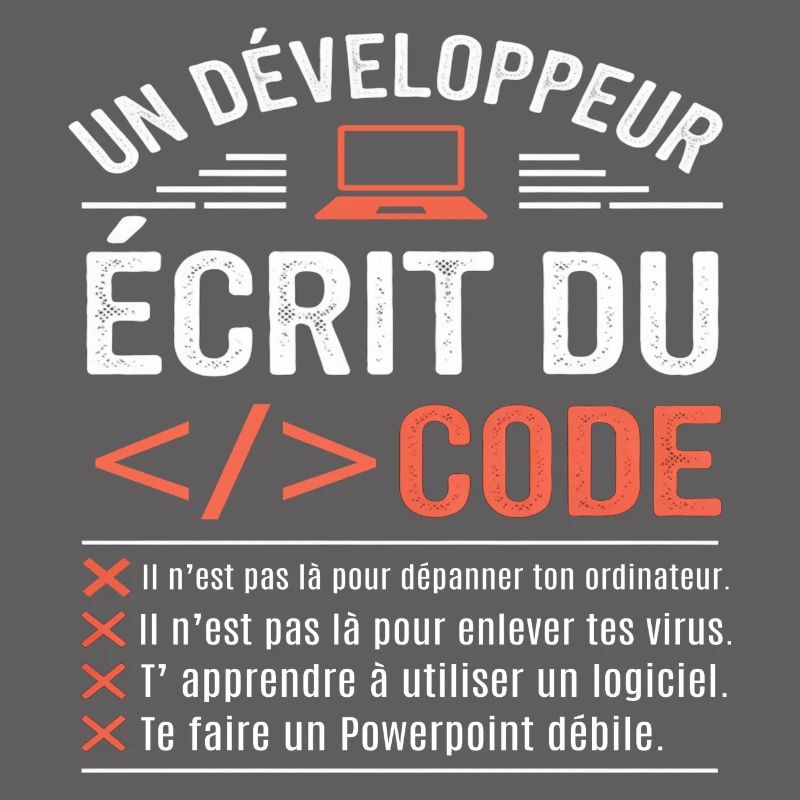 Un développeur écrit du code humour programmation