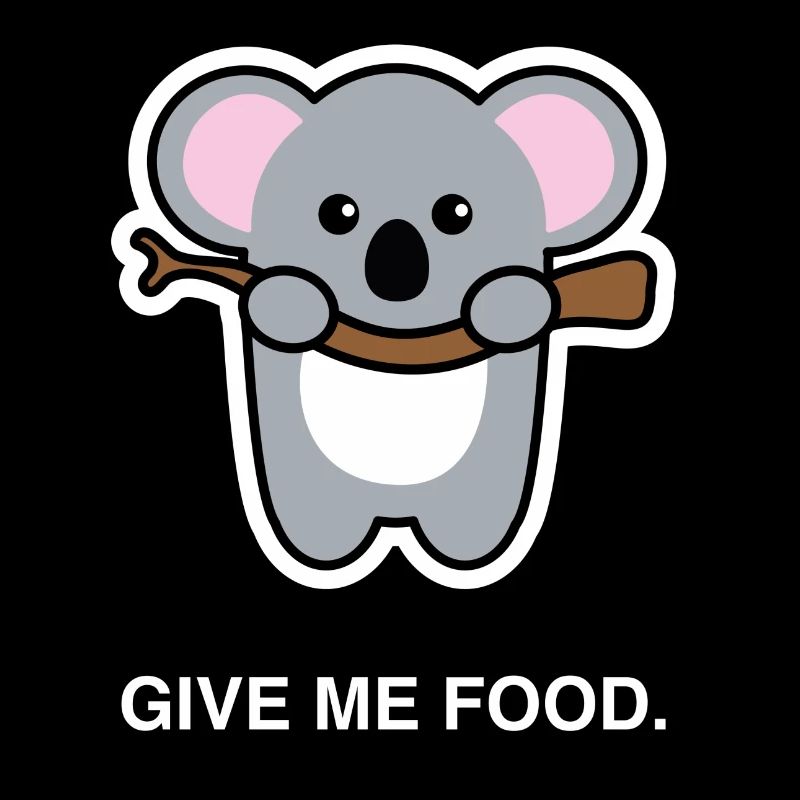 Bébé koala affamé sur l'arbre - idée cadeau