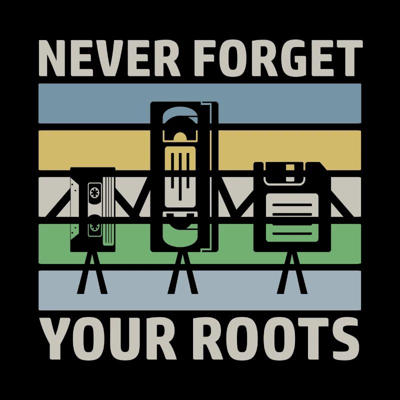 Retro Spruch Technik VHS Audiokassette Diskette