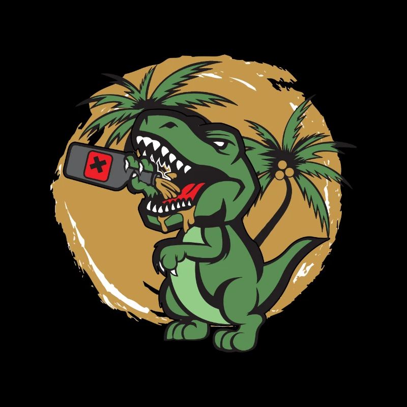 Funny T-Rex alcohol drink beer wine