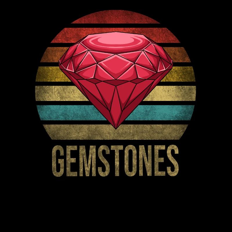 Ruby Gemstone Retro Sunset