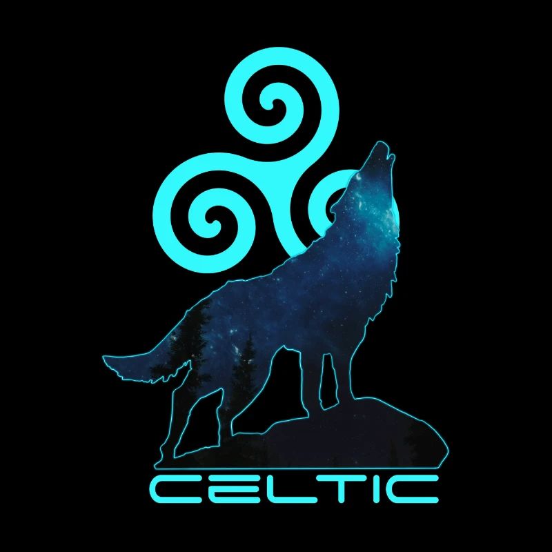 Celtic wolf and Triskele breton symbol