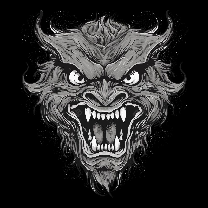 Wild werewolf with nasty teeth, sharp teeth