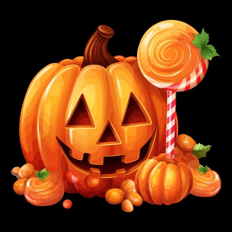 Cute Halloween pumpkin with candy