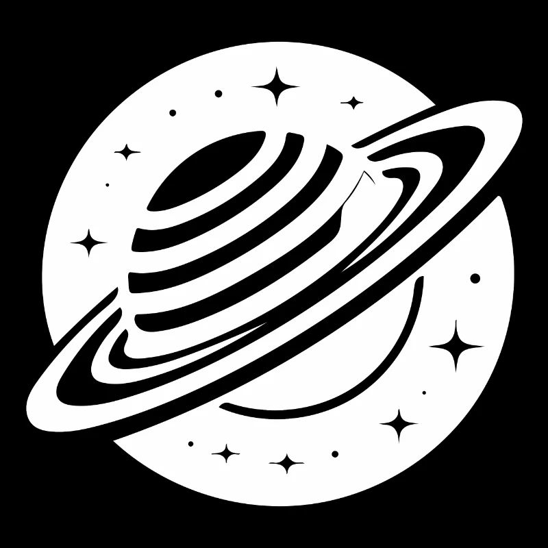 Planète spatiale Saturne avec système d’anneaux et étoiles