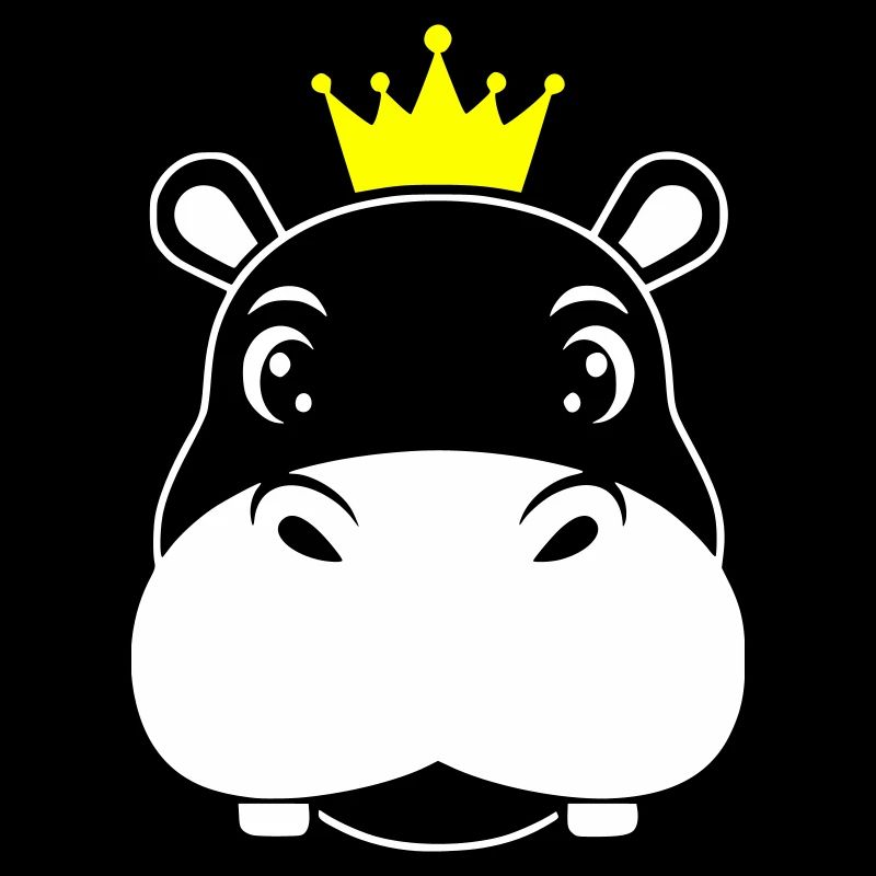 Hippopotamus King Crown Prince Vector