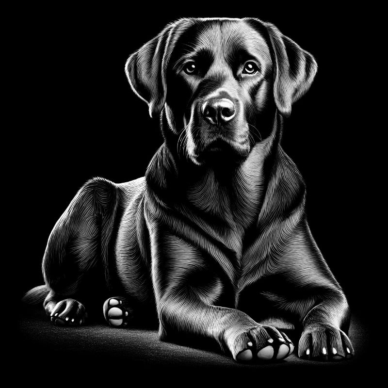 Labrador mignon dans la pose allongée