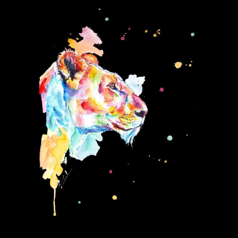 Aquarelle colorée De lion