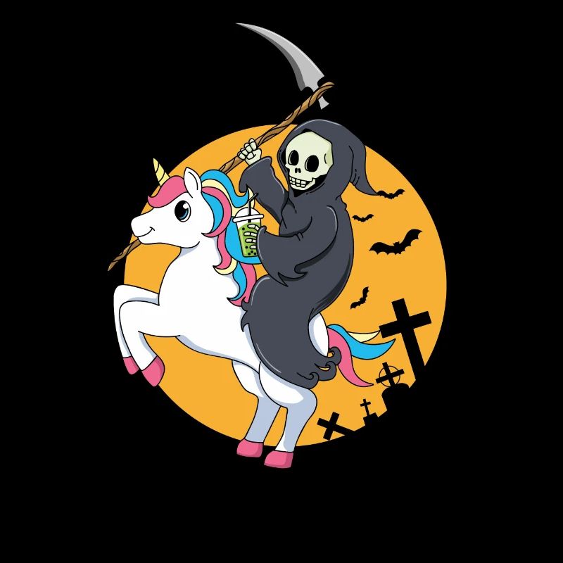 Halloween Einhorn Sensenmann