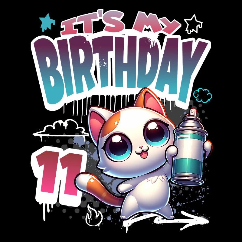 11th Birthday Cat Graffiti