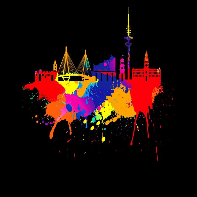 Hamburg Skyline Bunte Farben Malerei Kunst Perle