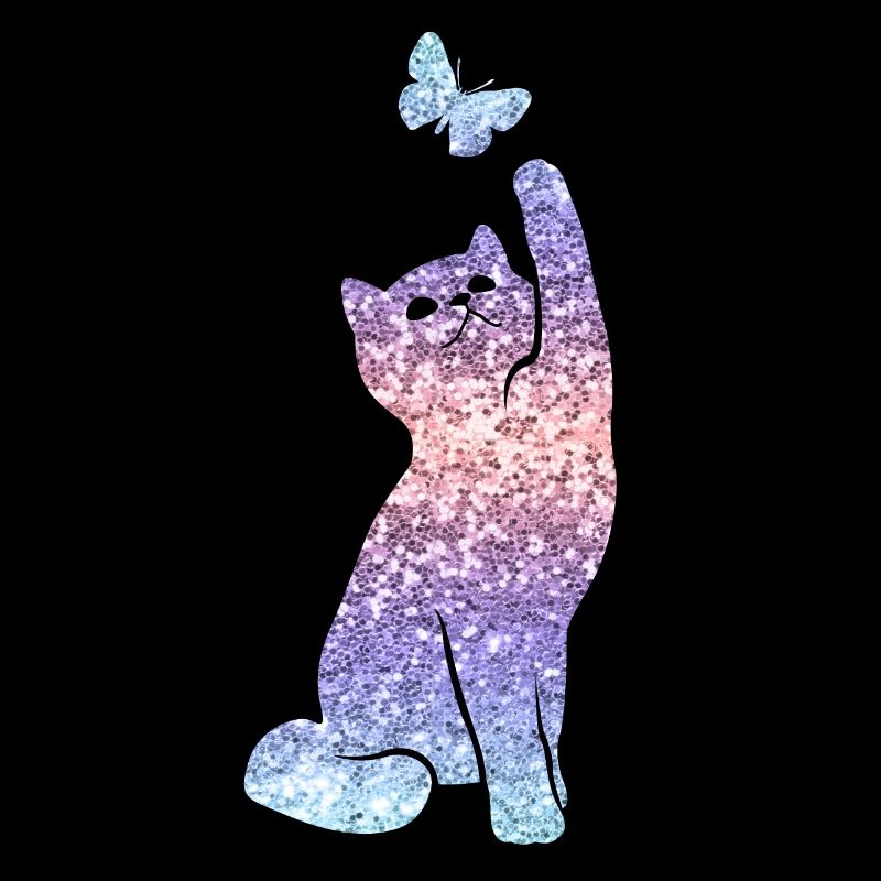 Cat Glitter Print Cat Lover Gift