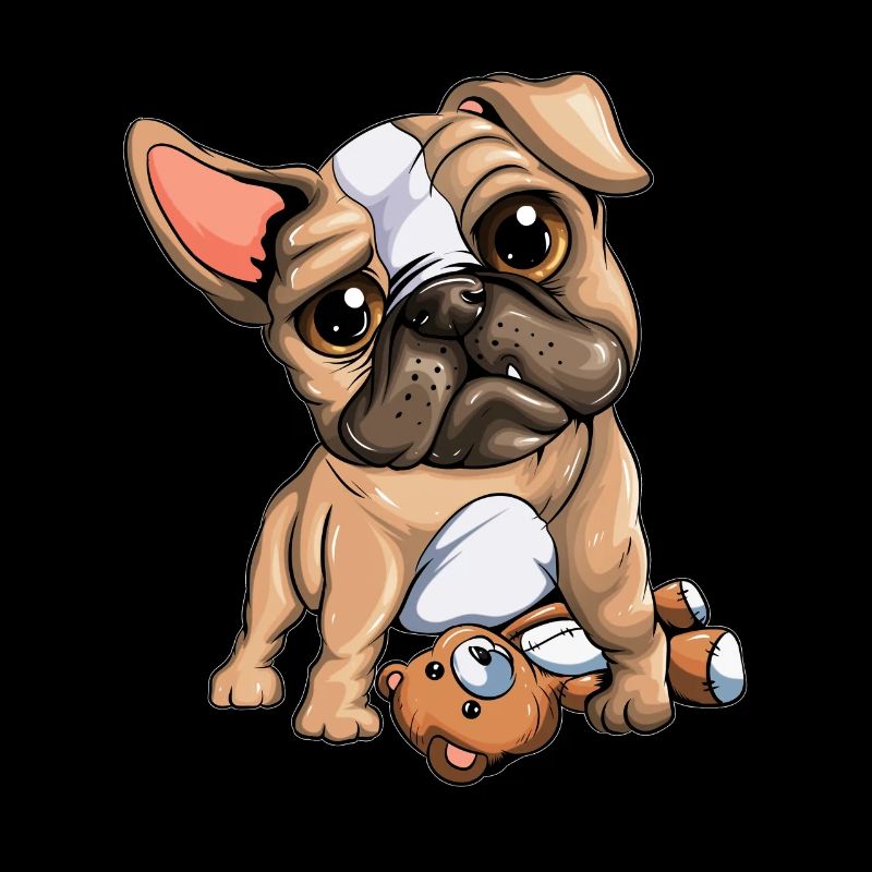 Dog loyal stupid looking pug keeps cuddly toy