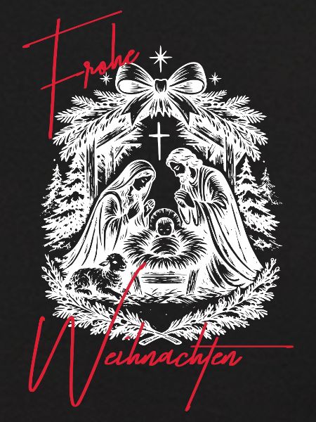 Weihnachtskrippe Schwarz Weiß