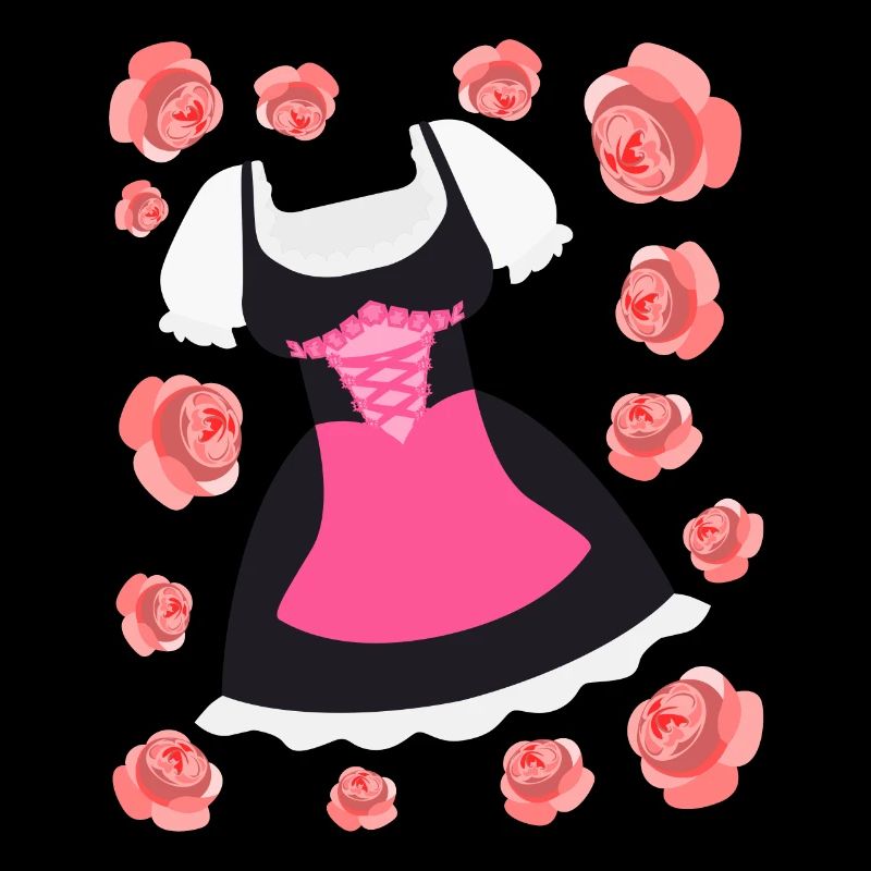 Dirndl avec fleurs Roses Costume Robe