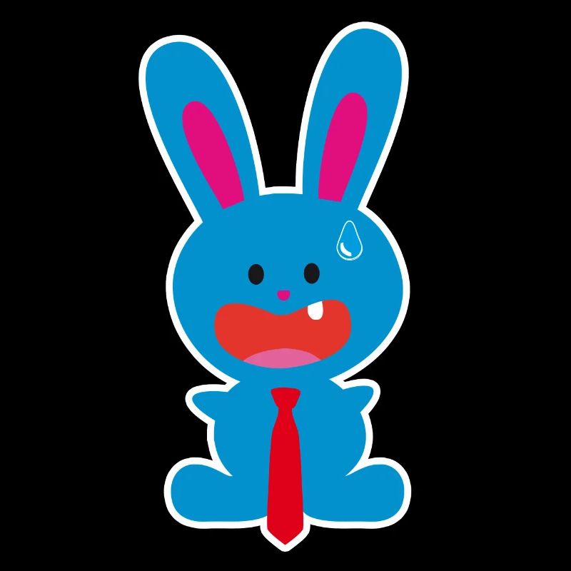 Un lapin de bureau bleu dent avec une cravate paniquée