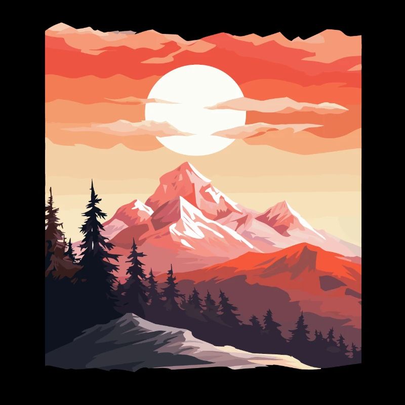 Paysage d'un couché de soleil sur une montagne
