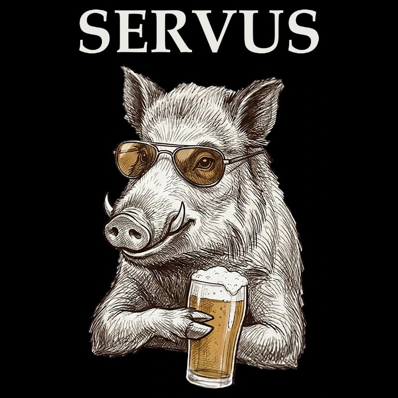 Funny Servus Wild Boar with Beer