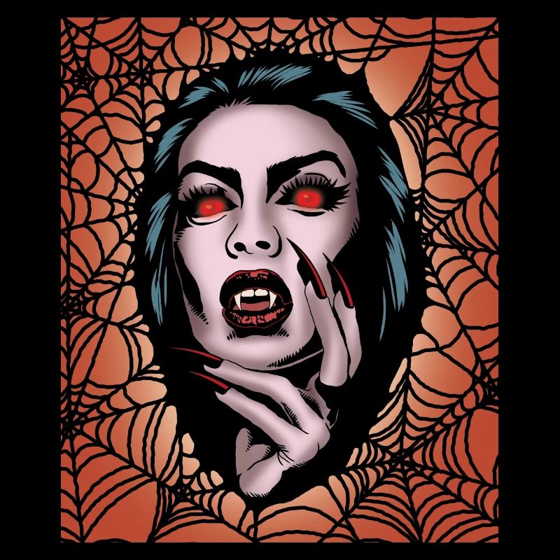 Scary Vampire Lady Creepy Spider Web Halloween