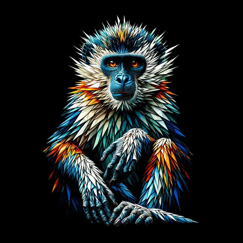 Polygone Art singe amant singe singes chimpanzés singes
