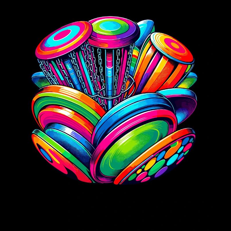 Pop Art Frisbee Disc Golf Player Flying Discs