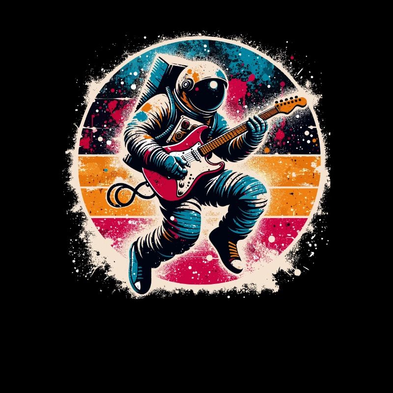 Retro-Astronaut spielt E-Gitarre