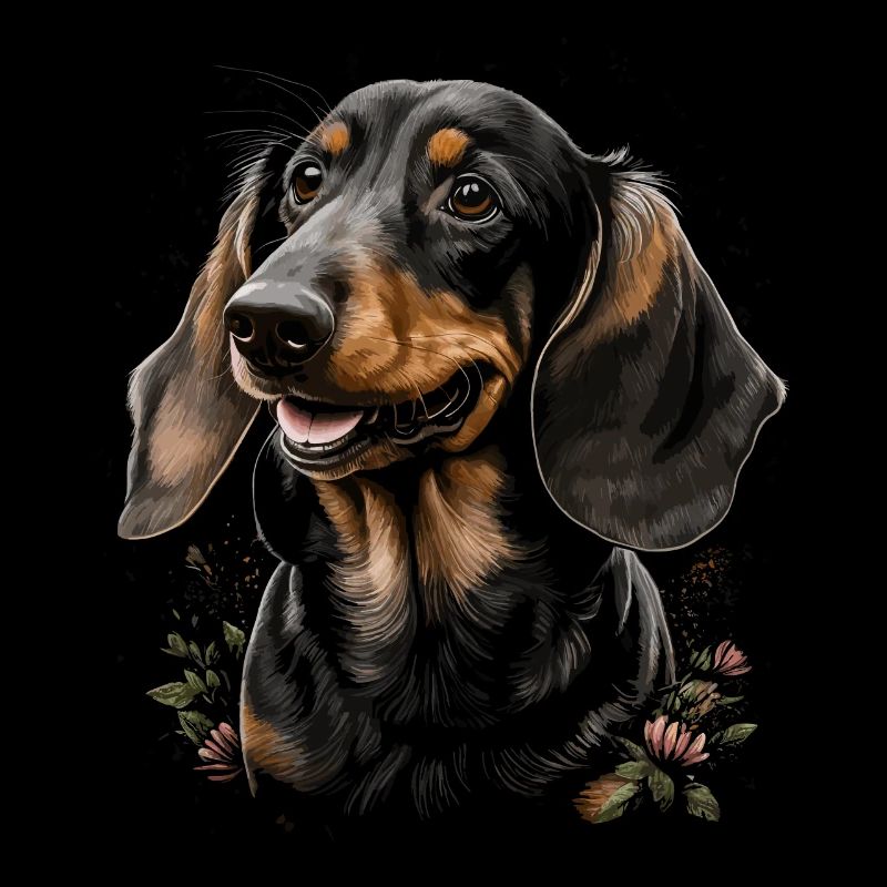 Teckel Chien Et Fleurs