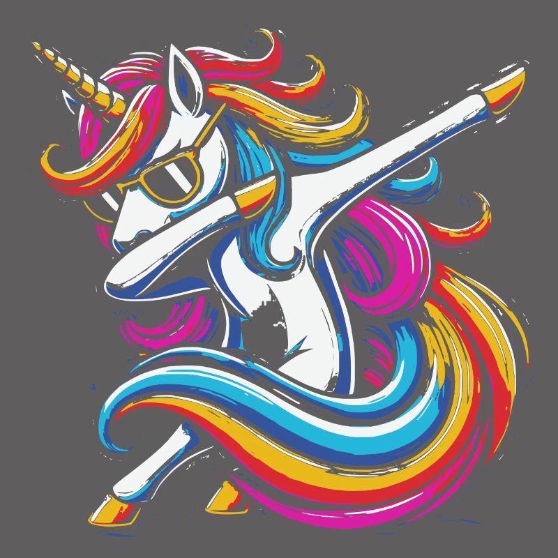 Regenbogen Einhorn mit Sonnenbrille Comic Kunst