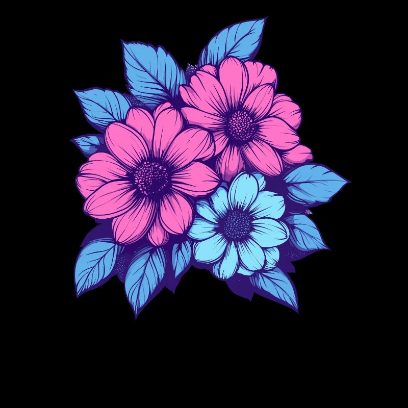 Trio de fleurs néon