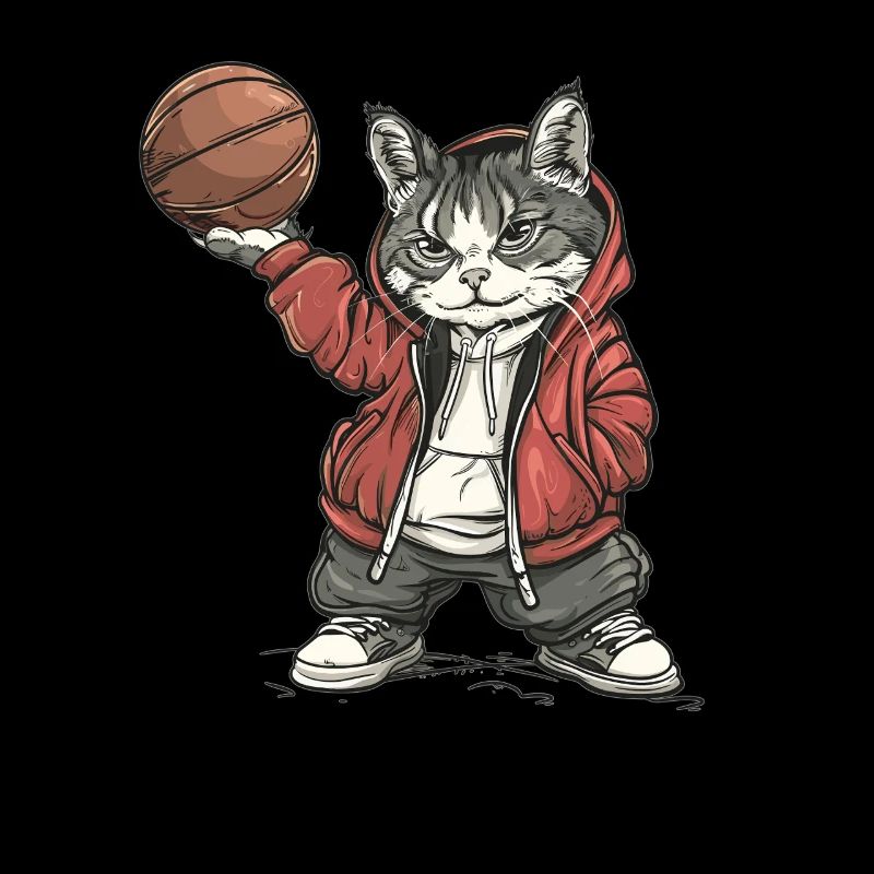 Chat de basket-ball à capuche