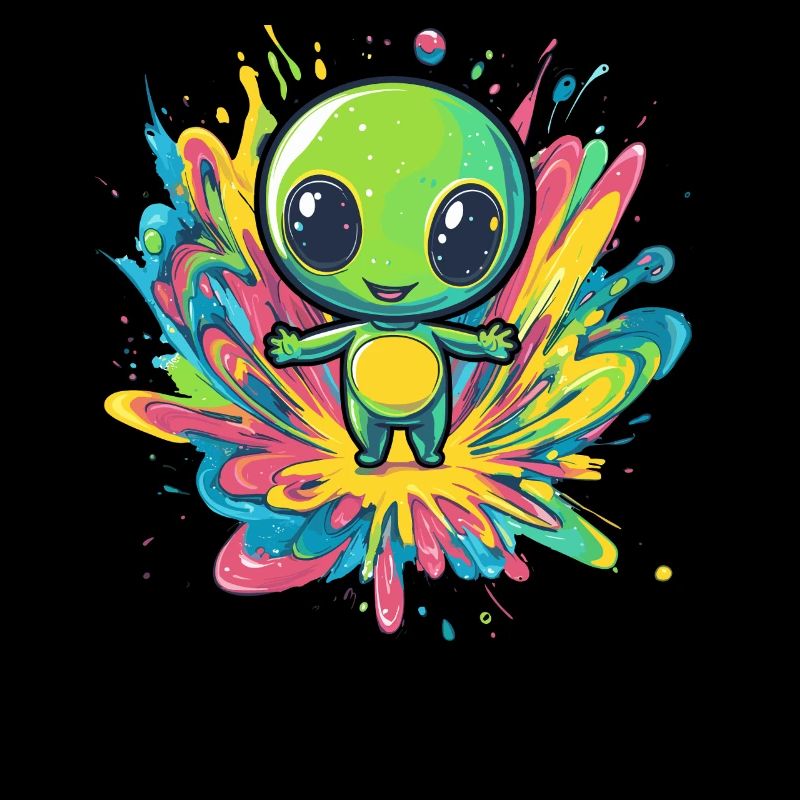 Extraterrestre coloré sur éclaboussure de peinture