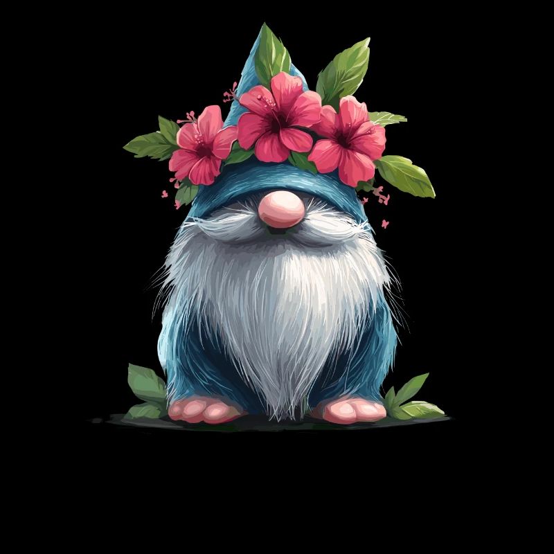 Gnome avec chapeau à fleurs