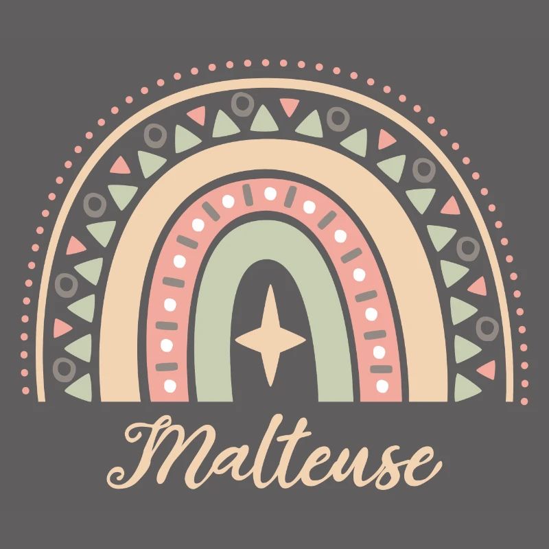 Cadeau Malteuse. Boho Rainbow malteuse.
