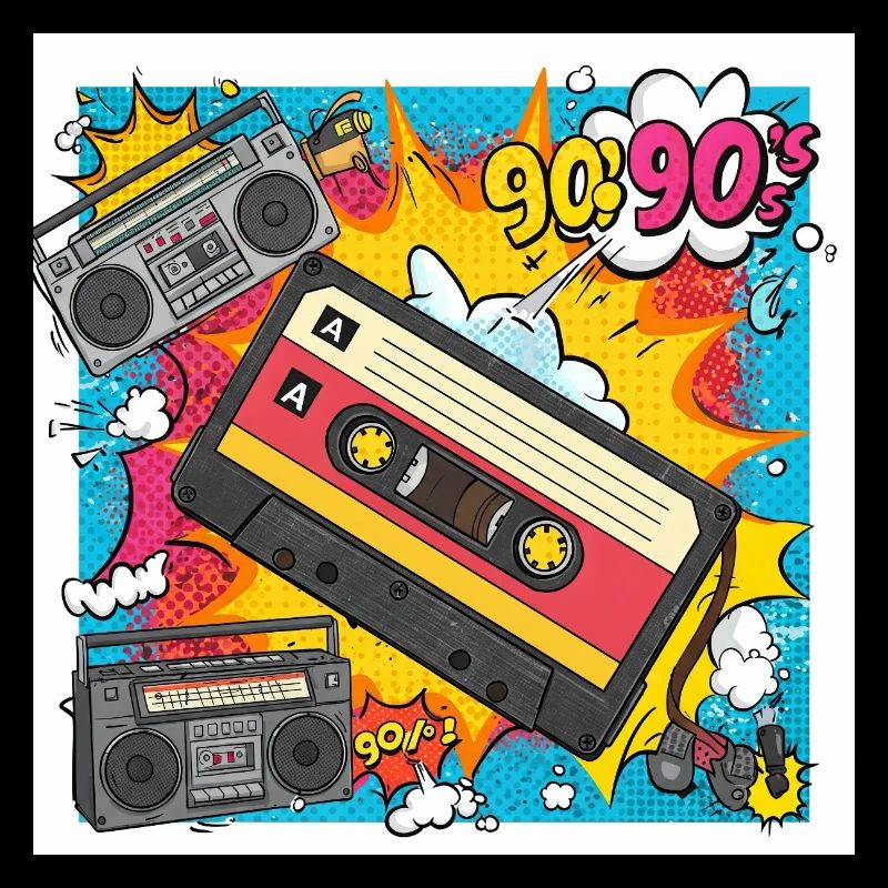 90s vibes : cassette de bande dessinée au look rétro