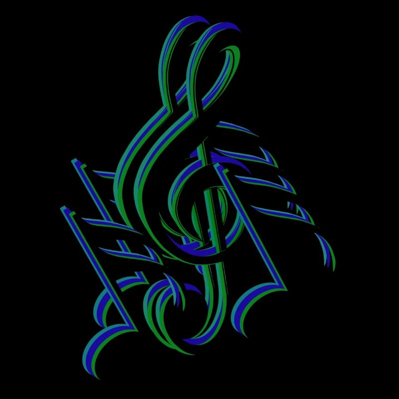 notes de clef bleu vert