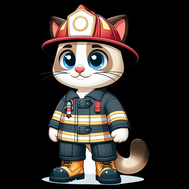 Chat mignon pompier