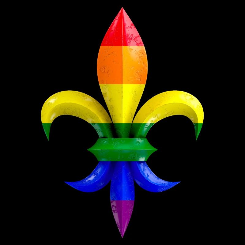 Fleur de Lys / Fleur de Lis Marmor mit Regenbogen