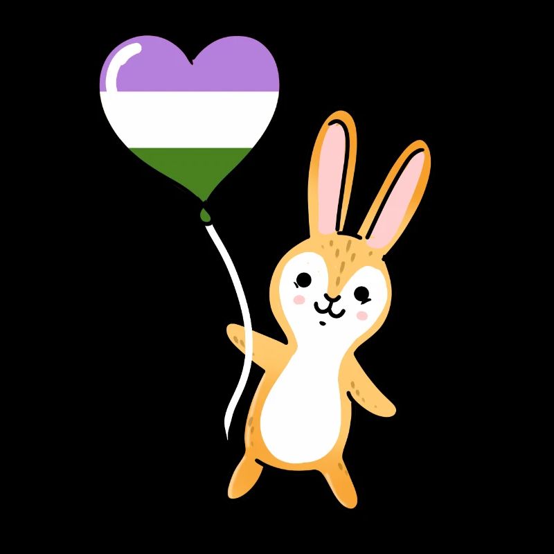 Rabbit Heart Balloon Genderqueer Pride