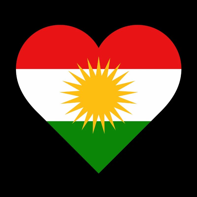 Drapeau kurde en forme de coeur - poitrine