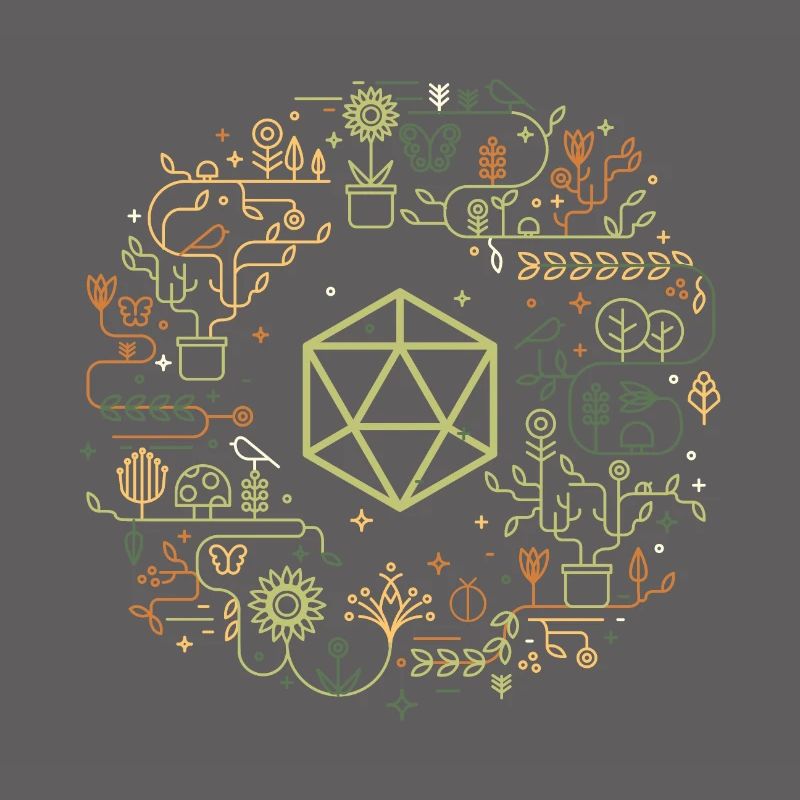 Polyhedral D20 Dice Monogram Doodle