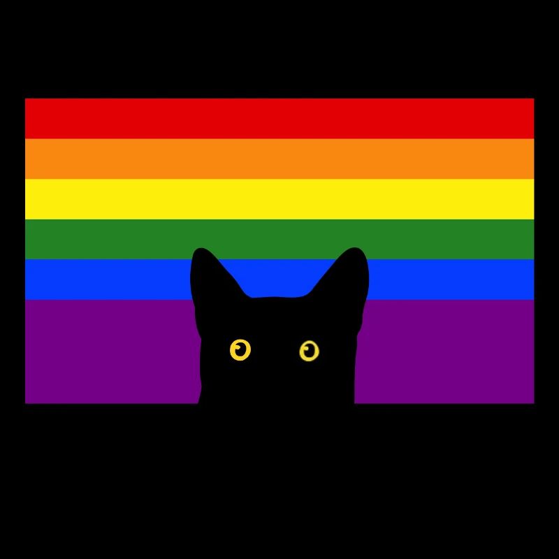 Peeking Cat on Rainbow Flag
