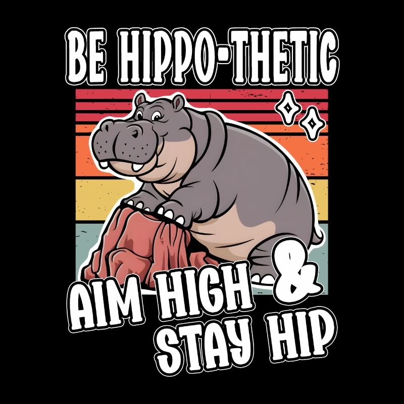 Be Hippo-thetic Aim High Stay Hip Funny Hippo